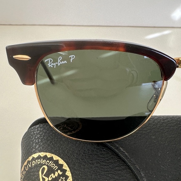 Ray-Ban Clubmaster Classic Polished Red Havana on Gold Sunglasses RB3016 - Picture 2 of 6